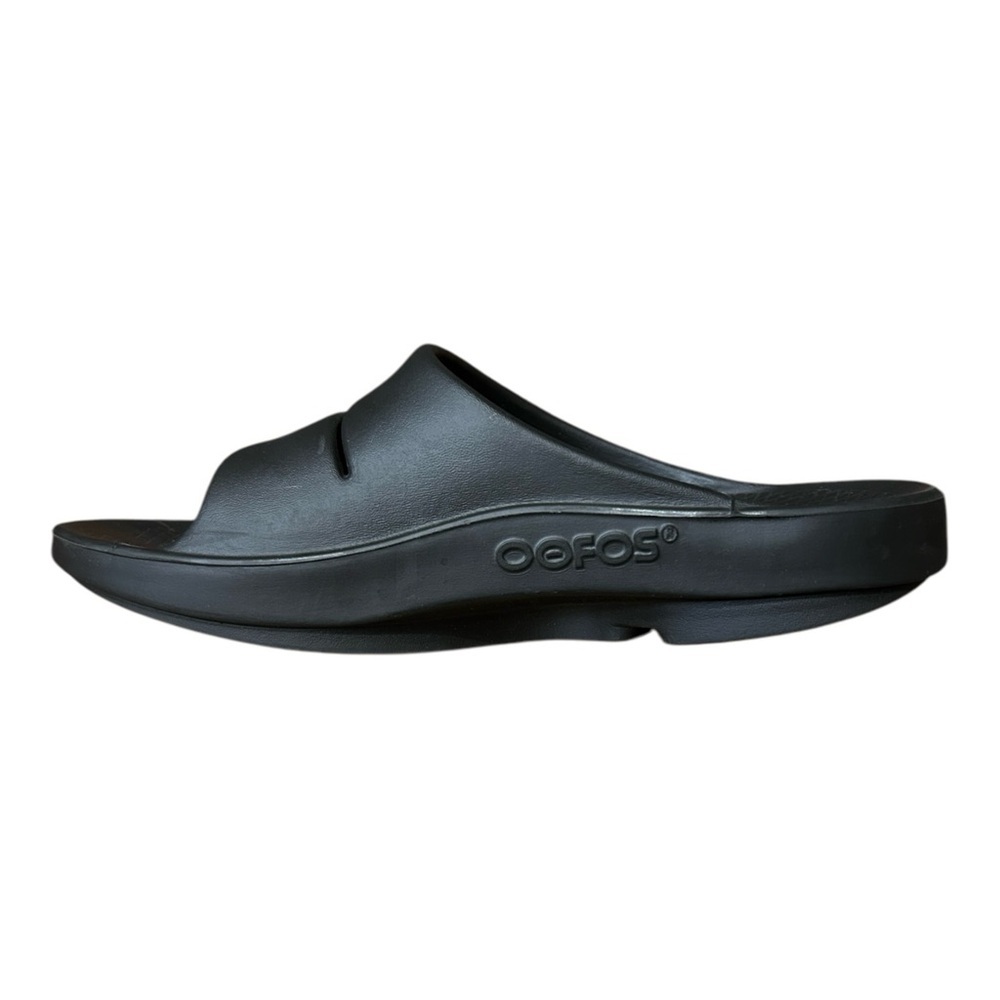 OOFOS Black w/ White Ooahh Unisex Sport Slip On Slide Sandal sz Men 8 - Women 10 - Picture 3 of 9